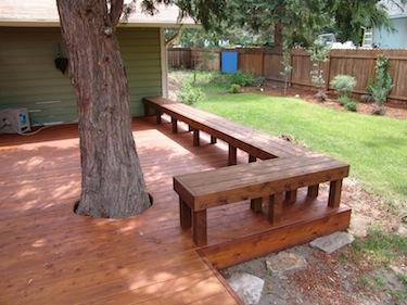 custom built deck with bench in Bend Oregon 