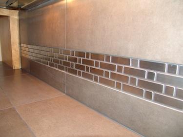 kitchen countertop with custom tile backsplash